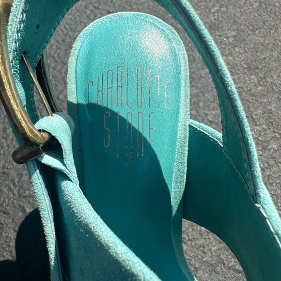 Charlotte Stone platform heels in Aqua - Picture 4 of 5